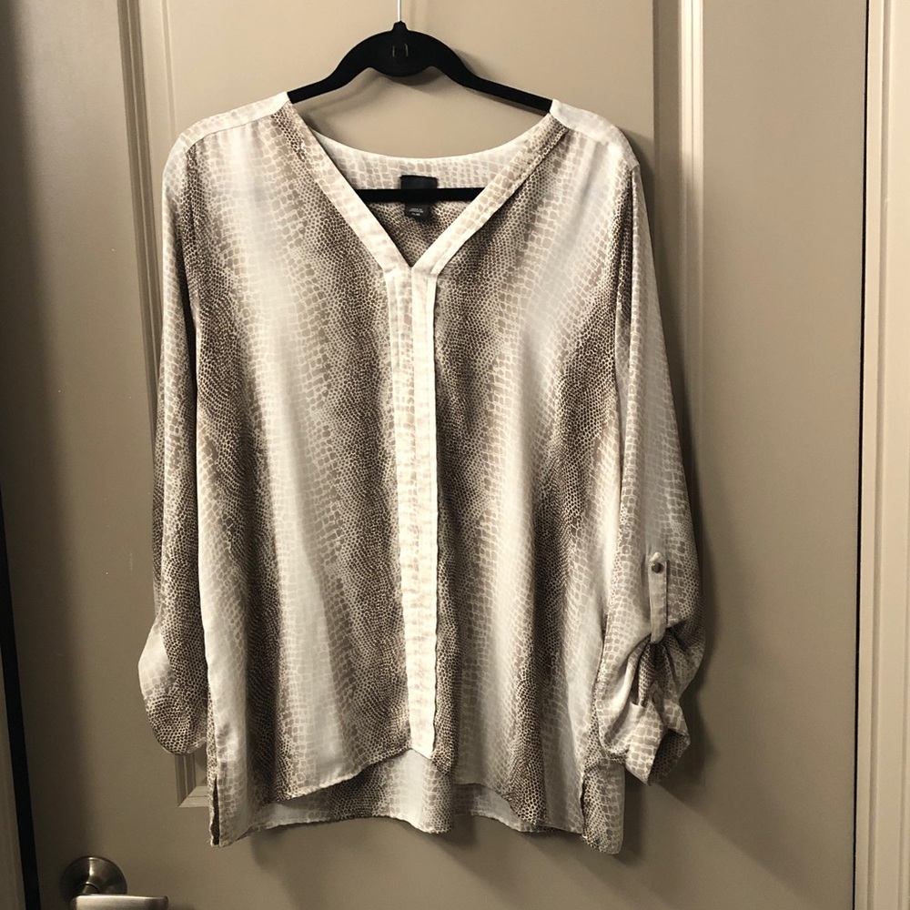 Covington Neutral Colors V-Neck Blouse